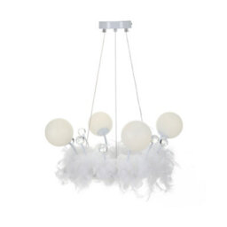 Darphe White Feather Chandelier With Led Crystal Ball, For Living Room, Dining Room And Bedroom - thumbnail 4