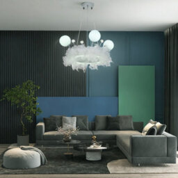 Darphe White Feather Chandelier With Led Crystal Ball, For Living Room, Dining Room And Bedroom - thumbnail 3