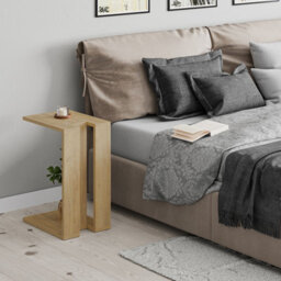 Decortie Muju Modern C-Shape Side End Coffee Table Multipurpose Sofa Lap Oak H 57Cm - thumbnail 6