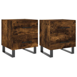 Berkfield Bedside Cabinets 2 Pcs Smoked Oak 40X35X47.5 Cm Engineered Wood - thumbnail 2