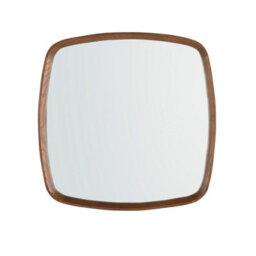 Angel Cerda Square Modern Walnut Wall Mirror - thumbnail 2
