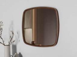 Angel Cerda Square Modern Walnut Wall Mirror - thumbnail 3