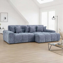 Furnishings For Less UK Jenson Grey Right Hand Facing Plush Velvet Corner Sofa With Chaise - thumbnail 2