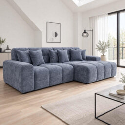 Furnishings For Less UK Jenson Grey Right Hand Facing Plush Velvet Corner Sofa With Chaise - thumbnail 3