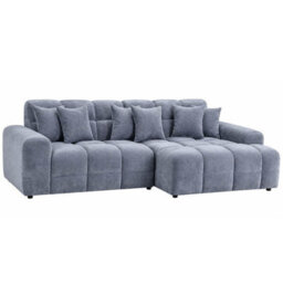 Furnishings For Less UK Jenson Grey Right Hand Facing Plush Velvet Corner Sofa With Chaise - thumbnail 1