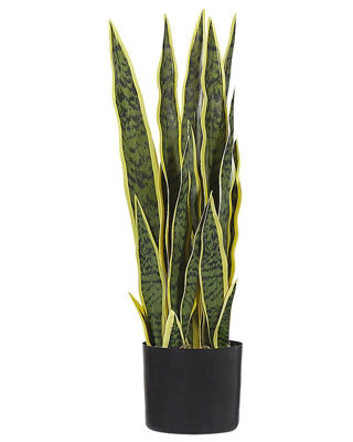 Beliani 63Cm Artificial Snake Plant In Cement-Filled Black Pot, Indoor Decor For Desks And Shelves - image 1