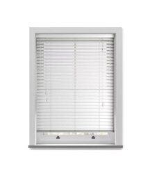 50mm Slat White Grained Faux Wood Venetian Blind With Strings 150Cm Drop - 55Cm - thumbnail 1