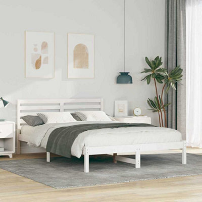 Berkfield With Headboard White 140 X 220 Cm Solid Pine Wood - image 1