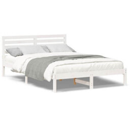 Berkfield With Headboard White 140 X 220 Cm Solid Pine Wood - thumbnail 4