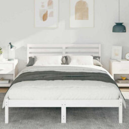 Berkfield With Headboard White 140 X 220 Cm Solid Pine Wood - thumbnail 5