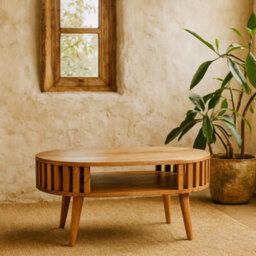 Wyld Haus Varenna Natural Mango Wood Slatted Coffee Table By - thumbnail 1