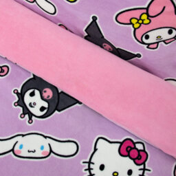 Character World Hello Kitty Fleece Single Duvet Reversible Quilt Cover Set Purple Pink Kids - thumbnail 6