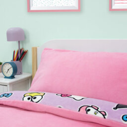 Character World Hello Kitty Fleece Single Duvet Reversible Quilt Cover Set Purple Pink Kids - thumbnail 5