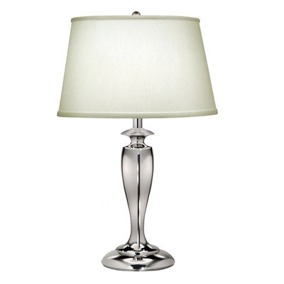 Elegant Zinc Cast Table Lamp With Satin Shade And Polished Nickel Finish