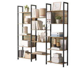 Modcraft Industrial Bookshelf With 14 Shelves - Black Metal Frame, 158Cm Wide Bookcase - thumbnail 4
