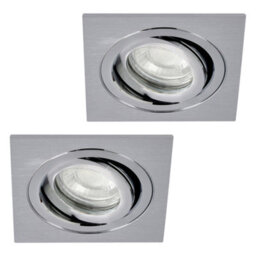 Litecraft Pack Of 2 Satin Nickel Modern Ip65 Square Tiltable Bathroom Downlights - thumbnail 2