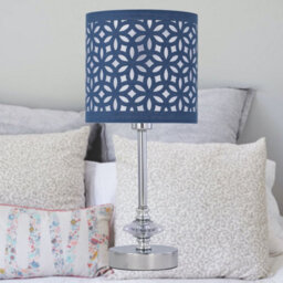 First Choice Lighting Set Of 2 Chrome Jewelled Table Lamps With Navy Blue Cut Out Shades - thumbnail 5