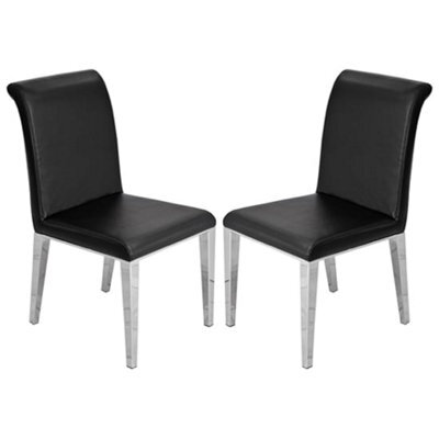 Furniture in Fashion Kirkland Black Faux Leather Dining Chairs In Pair