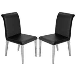 Furniture in Fashion Kirkland Black Faux Leather Dining Chairs In Pair