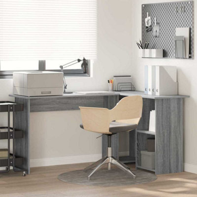 Berkfield Grey Computer Desk Grey Sonoma Mdf Medium Storage Desk - image 1