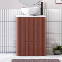 Royal Bathrooms Avenza 600mm Terracotta Clay Floor Standing Countertop Bathroom Vanity Unit 3 Drawer With Breeze Basin - thumbnail 1
