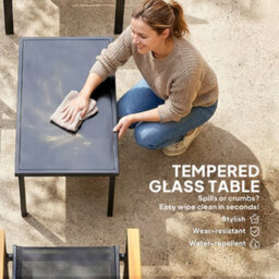 Outsunny Outdoor Sofa With Tempered Glass Top 4 Seater Black - thumbnail 6