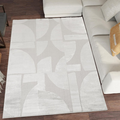 Hamilton Modern Sheen Area Rug - Abstract Motif Geometric Lines Design Silver 200Cm X 290Cm - image 1