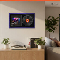 "30X17"" Purple Classic Vinyl Record Frame With Black Mount For 12 Inch Lp Album Cover & Disc - Ak Frames" - thumbnail 5