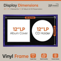 "30X17"" Purple Classic Vinyl Record Frame With Black Mount For 12 Inch Lp Album Cover & Disc - Ak Frames" - thumbnail 2