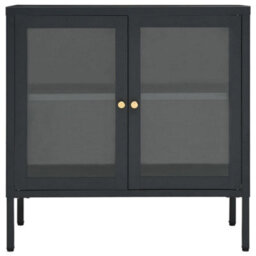 Berkfield Classic Sideboard Anthracite 70X35X70 Cm Steel And Glass - thumbnail 3