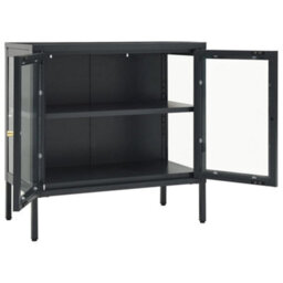 Berkfield Classic Sideboard Anthracite 70X35X70 Cm Steel And Glass - thumbnail 6
