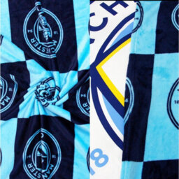 Manchester City Fc Fleece Checkered Blanket Navy Blue/blue/white (150Cm X 100Cm) - thumbnail 2