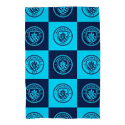 Manchester City Fc Fleece Checkered Blanket Navy Blue/blue/white (150Cm X 100Cm)
