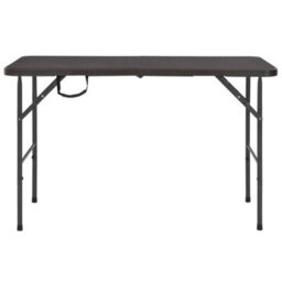 Berkfield Folding Garden Table Brown 120X60X74 Cm Hdpe Rattan Look - thumbnail 2