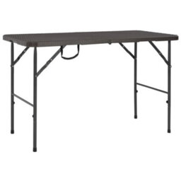 Berkfield Folding Garden Table Brown 120X60X74 Cm Hdpe Rattan Look - thumbnail 1