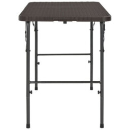 Berkfield Folding Garden Table Brown 120X60X74 Cm Hdpe Rattan Look - thumbnail 3
