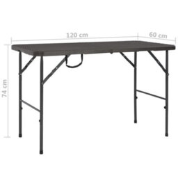 Berkfield Folding Garden Table Brown 120X60X74 Cm Hdpe Rattan Look - thumbnail 6