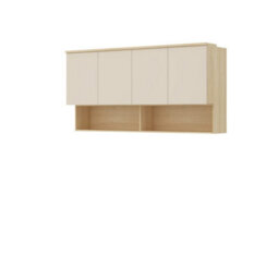 Arte Terra 12 Floating Cabinet 168Cm Oak Lindberg & Beige, Extra-Wide Wall Bedroom Cabinet With 4 Doors & Open Storage - thumbnail 2