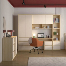 Arte Terra 12 Floating Cabinet 168Cm Oak Lindberg & Beige, Extra-Wide Wall Bedroom Cabinet With 4 Doors & Open Storage - thumbnail 4