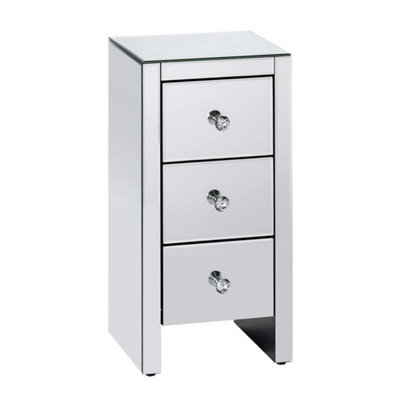 Slim Narrow Bedsides Pair Of Venetian Mirrored 3 Drawer - Bedroom Furniture - image 1