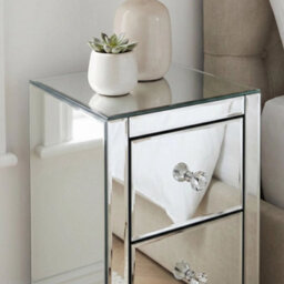 Slim Narrow Bedsides Pair Of Venetian Mirrored 3 Drawer - Bedroom Furniture - thumbnail 6