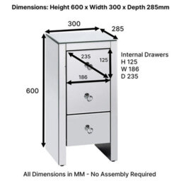 Slim Narrow Bedsides Pair Of Venetian Mirrored 3 Drawer - Bedroom Furniture - thumbnail 2