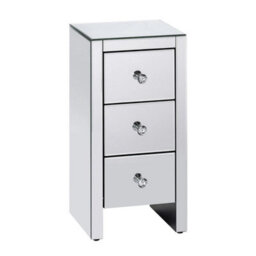 Slim Narrow Bedsides Pair Of Venetian Mirrored 3 Drawer - Bedroom Furniture - thumbnail 1
