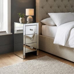 Slim Narrow Bedsides Pair Of Venetian Mirrored 3 Drawer - Bedroom Furniture - thumbnail 3