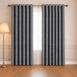 Oxford Homeware Eyelet Charcoal Linen Effect Curtains Fully Lined 100% Blackout Thermal Insulated Curtain Pair (W)168Cmx(L)228Cm - thumbnail 8