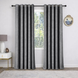 Oxford Homeware Eyelet Charcoal Linen Effect Curtains Fully Lined 100% Blackout Thermal Insulated Curtain Pair (W)168Cmx(L)228Cm - thumbnail 1