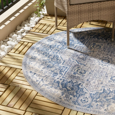 Blue Persian Large Indoor & Outdoor Rug, (L)150Cm X (W)150Cm - image 1