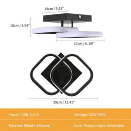 Pheashine Led Ceiling Light Modern Square Led Ceiling Lamp,3000K/4500K/6500K Fixture For Kitchen Bedrooms Hallway Office - thumbnail 4