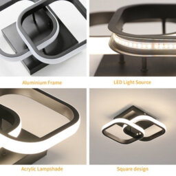 Pheashine Led Ceiling Light Modern Square Led Ceiling Lamp,3000K/4500K/6500K Fixture For Kitchen Bedrooms Hallway Office - thumbnail 3