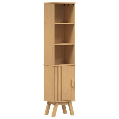 Berkfield Modern Bathroom Cabinet Brown 35X30X159 Cm Solid Pine Wood - image 1
